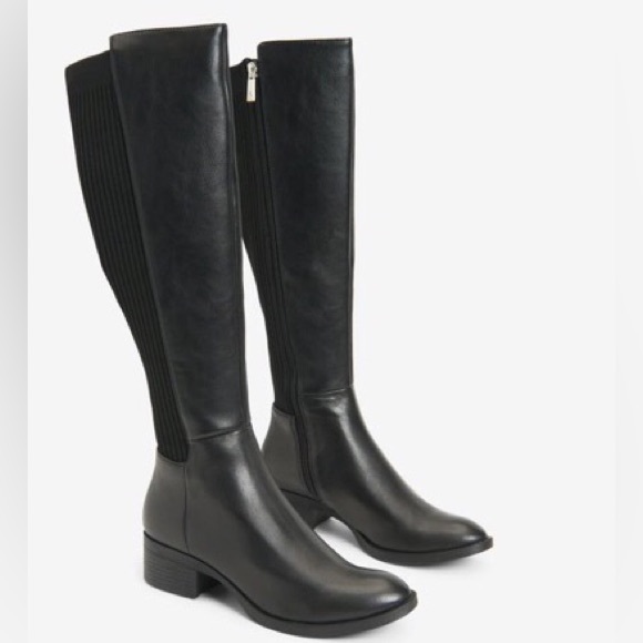 Kenneth Cole Shoes - NEW! Kenneth Cole Black Levon Leather & Rib Knit Knee Boot - Size 9